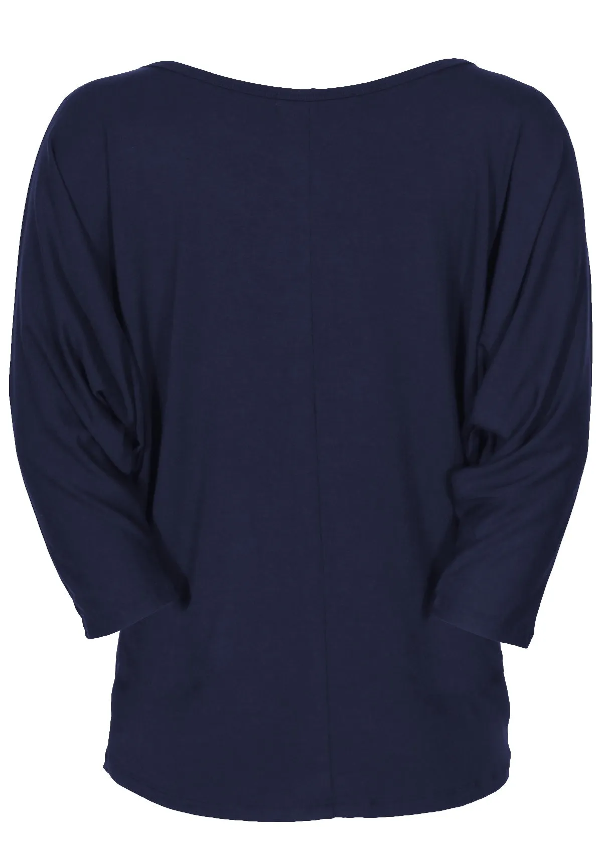 3/4 Sleeve Batwing Top Navy Blue