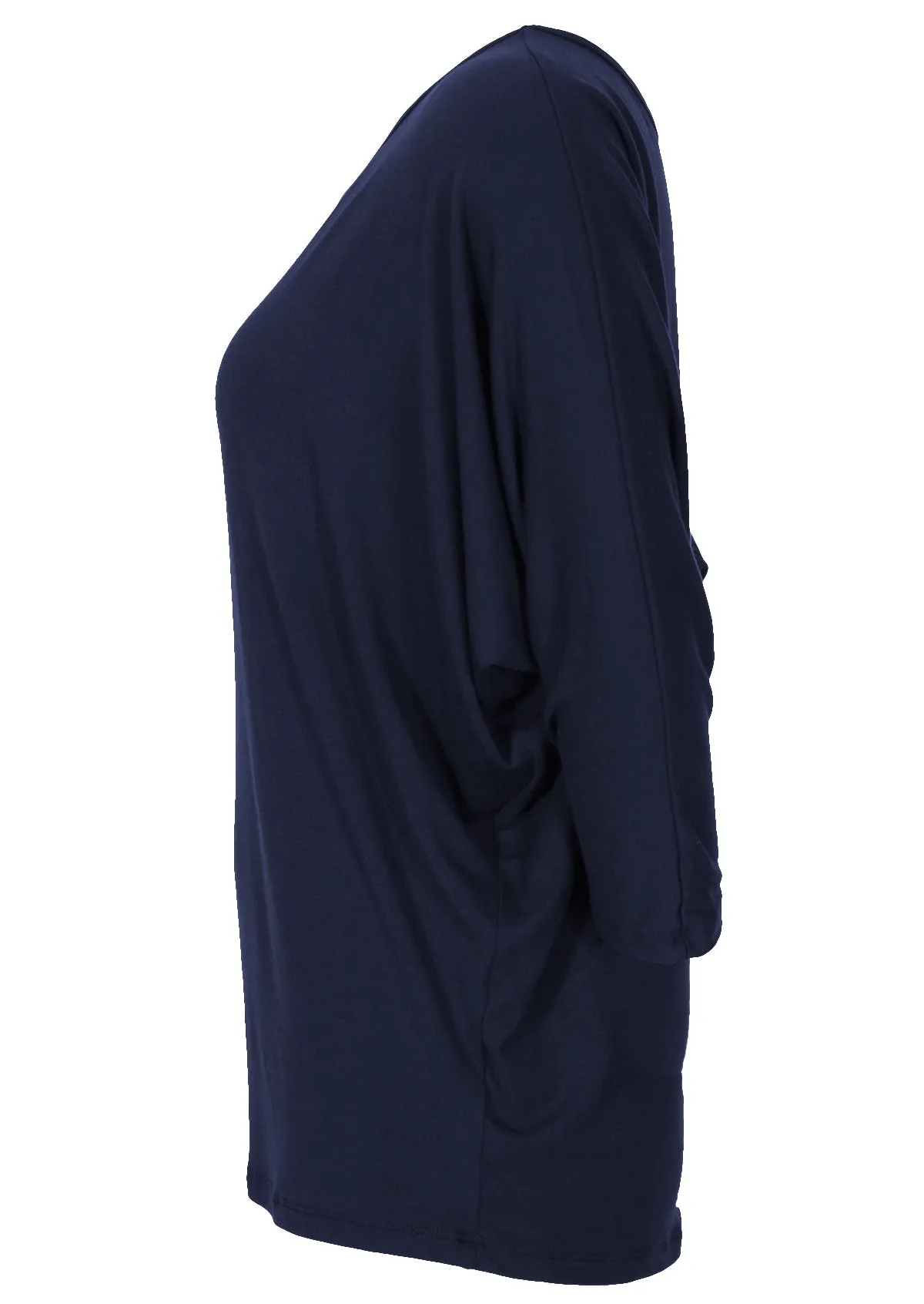 3/4 Sleeve Batwing Top Navy Blue