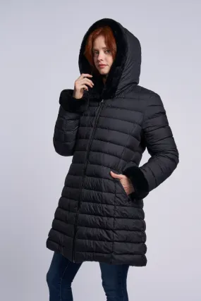 Reversible Hooded Down Coat with Genuine Shearling – Model 4255HD