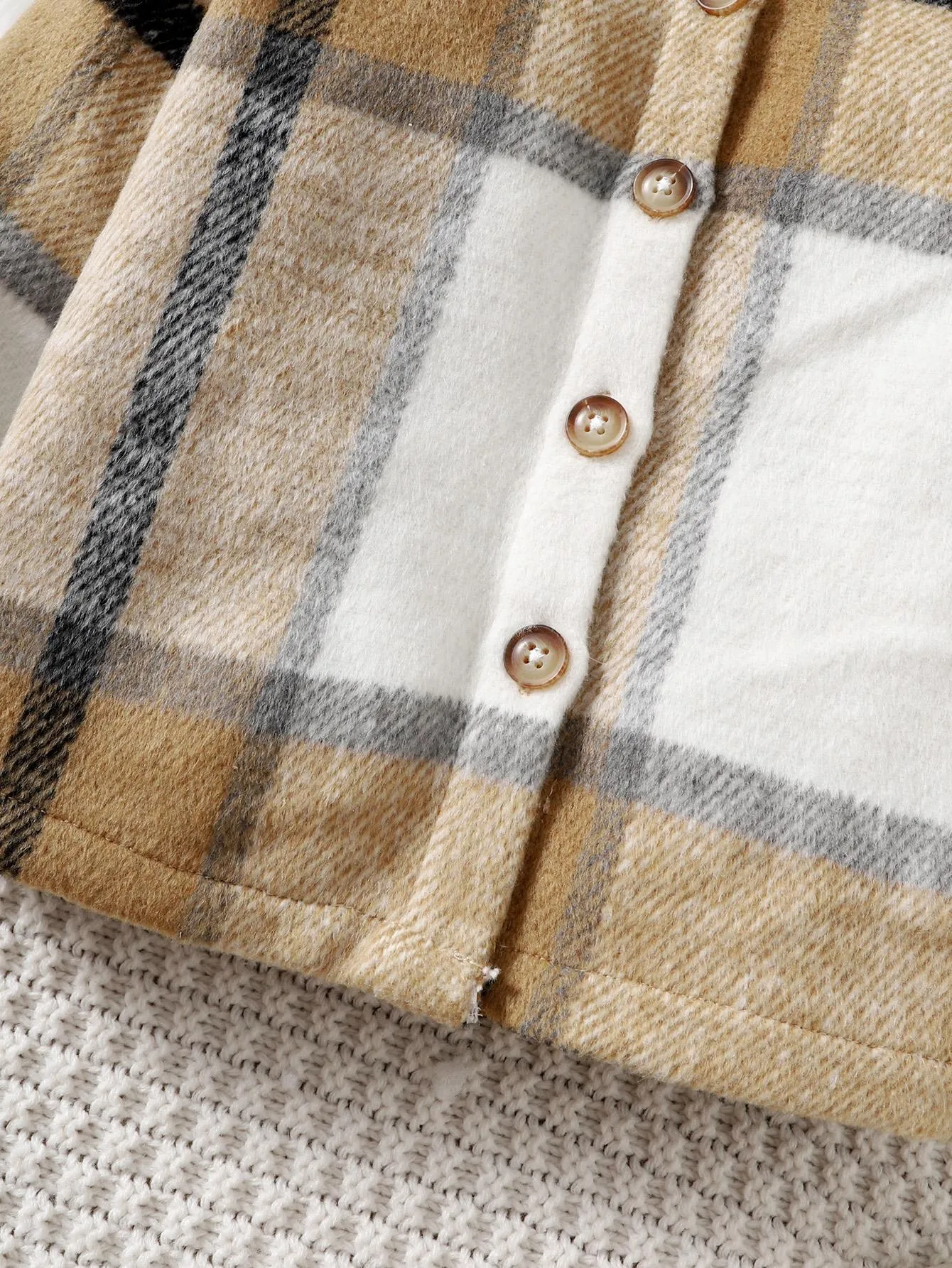 6M-3Y Baby Clothes Baby Boy Coat Long Sleeve Plaid Print Hoodie Kakhi Catpapa 122206458