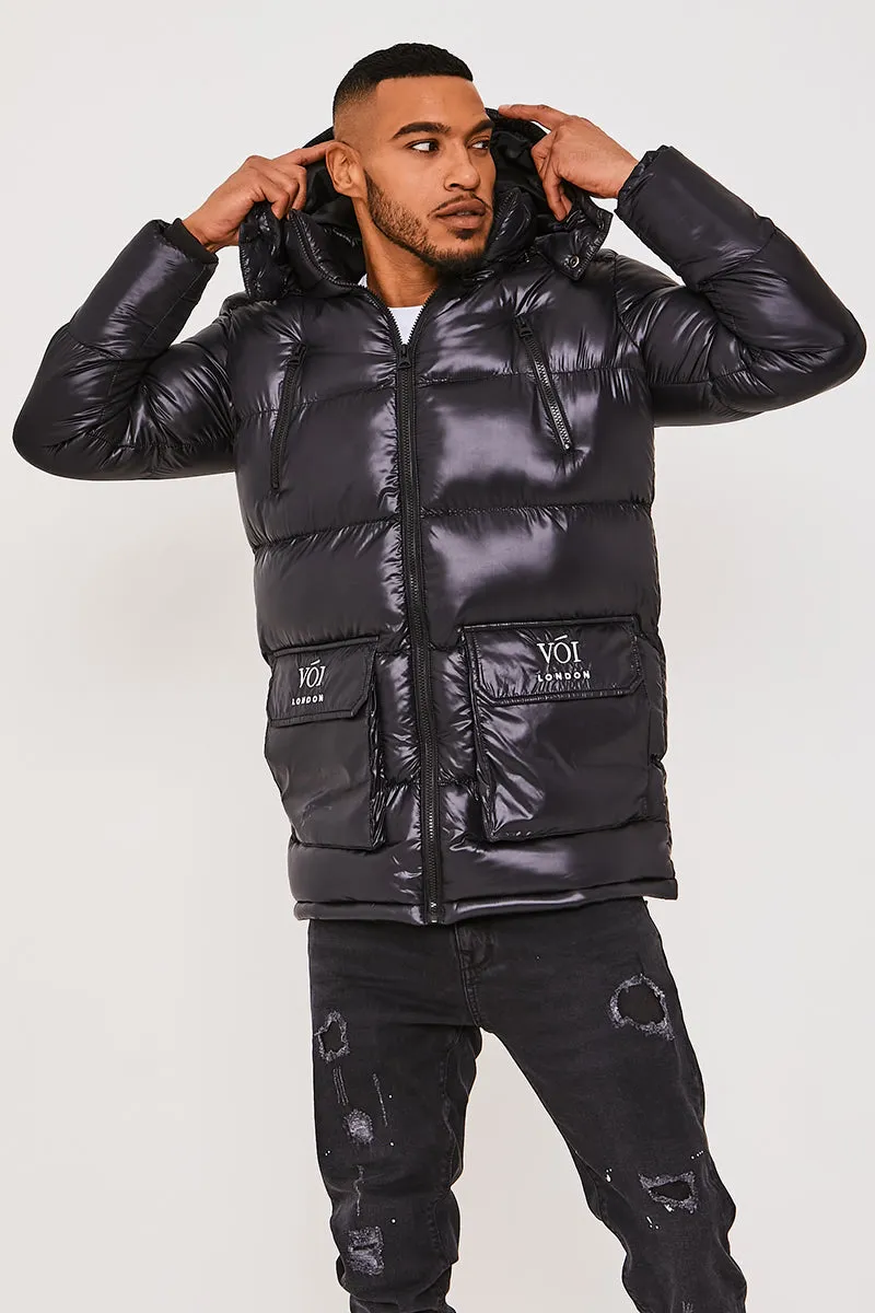 Alperton Long Line Hooded Jacket - Black