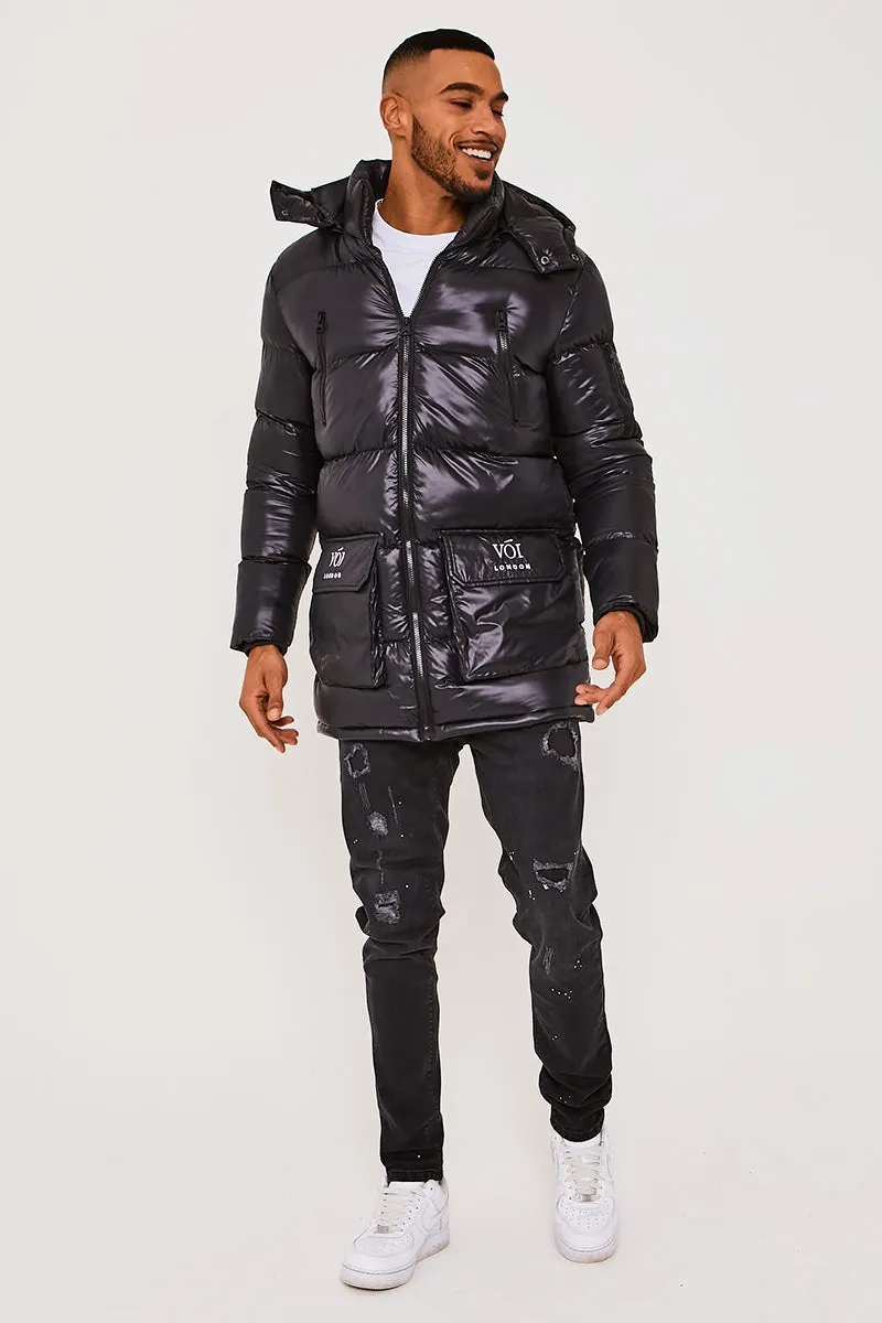 Alperton Long Line Hooded Jacket - Black
