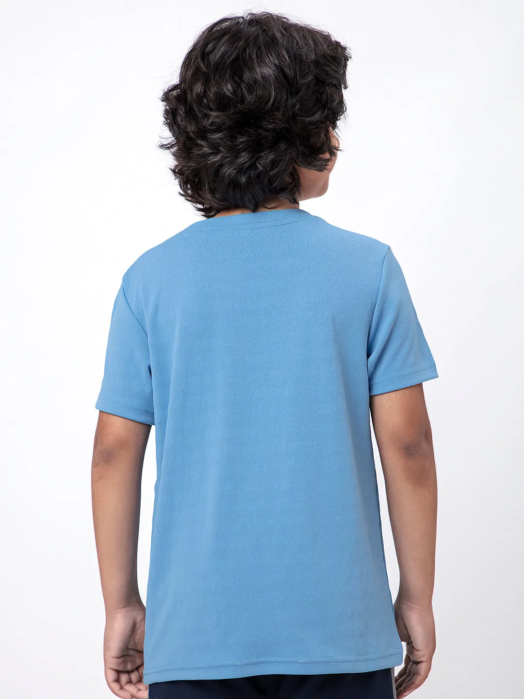 Boys Solid Slim Fit Crew Neck T-shirt with DOUBLE COOL