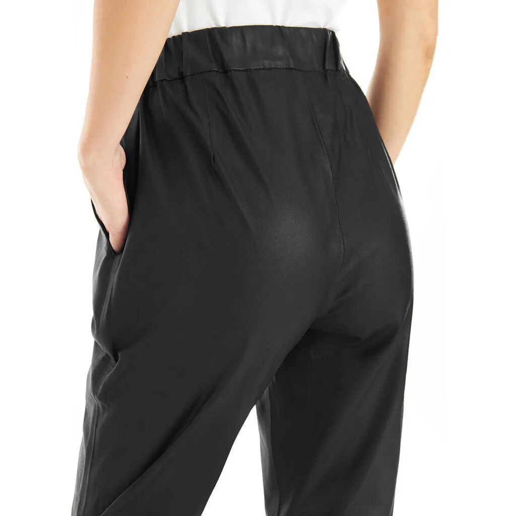 Carrie RW loose fitting leather pant / 50022 - Black (Nero)