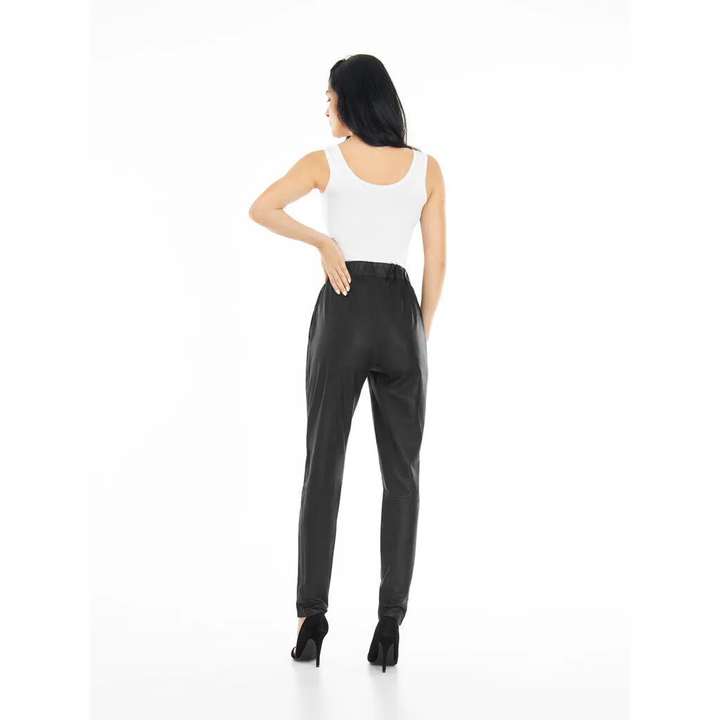 Carrie RW loose fitting leather pant / 50022 - Black (Nero)
