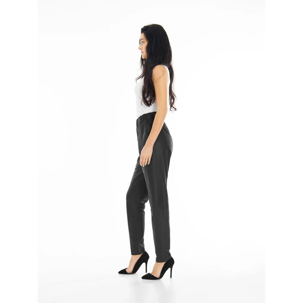 Carrie RW loose fitting leather pant / 50022 - Black (Nero)