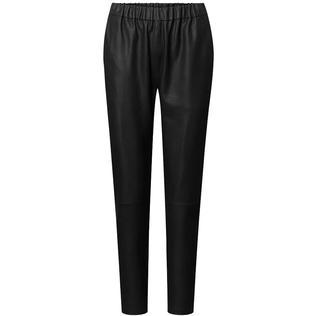 Carrie RW loose fitting leather pant / 50022 - Black (Nero)