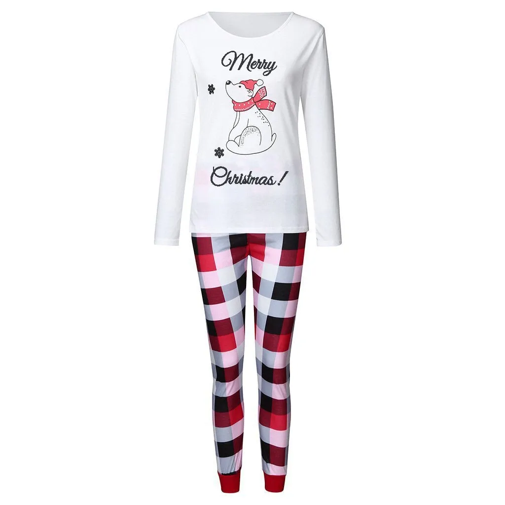 Christmas Pajamas Matching Family Pyjamas   Bear Parent-Child Wear Printed Long-Sleeved Plaid Pajamas Set