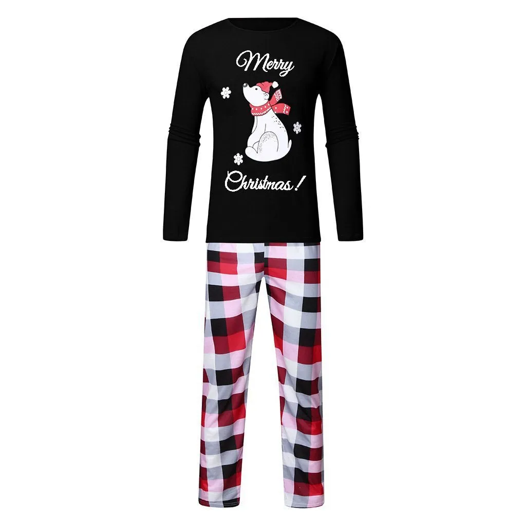 Christmas Pajamas Matching Family Pyjamas   Bear Parent-Child Wear Printed Long-Sleeved Plaid Pajamas Set