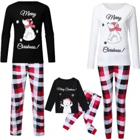 Christmas Pajamas Matching Family Pyjamas   Bear Parent-Child Wear Printed Long-Sleeved Plaid Pajamas Set