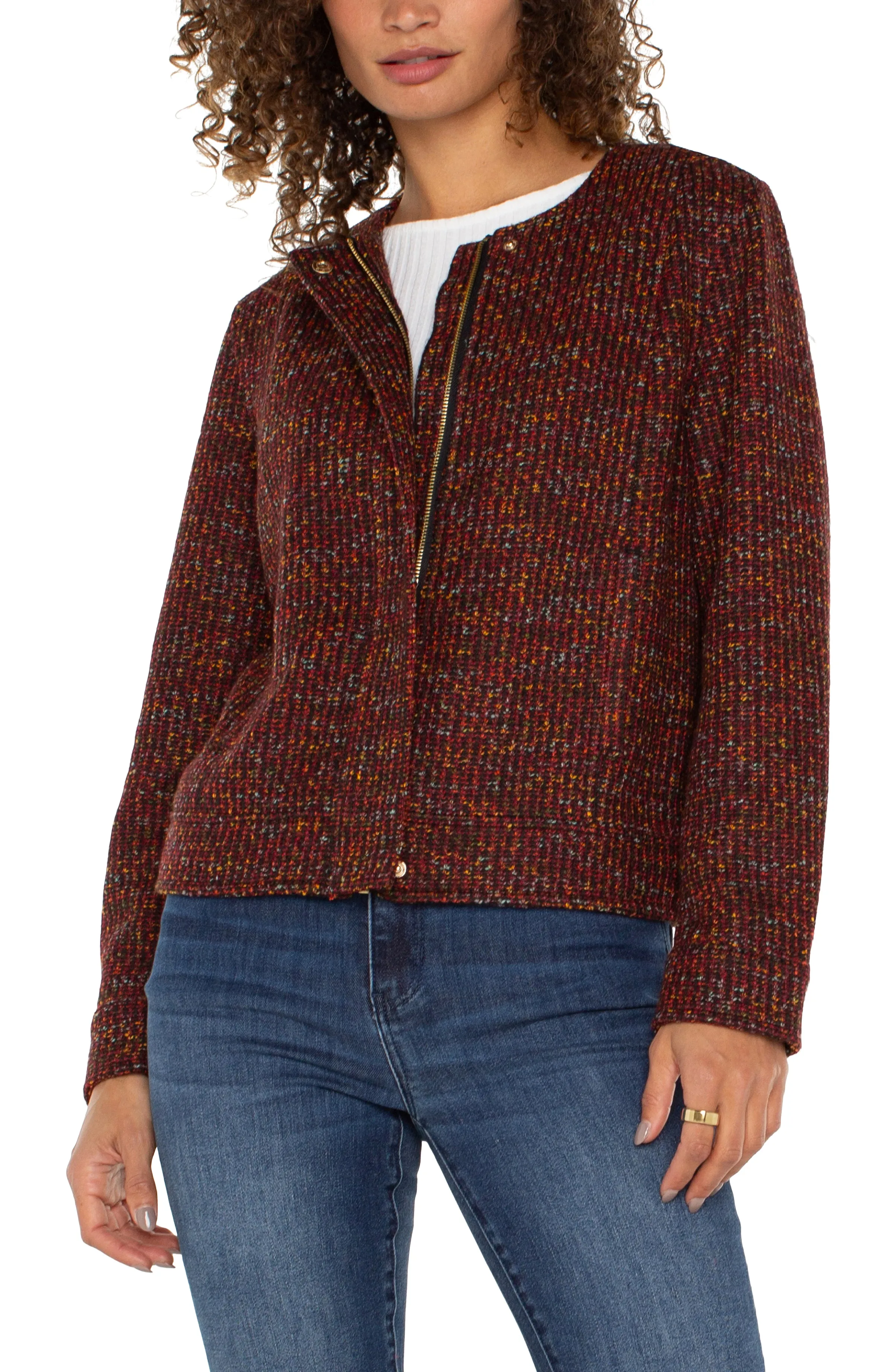 COLLARLESS ZIP UP JACKET