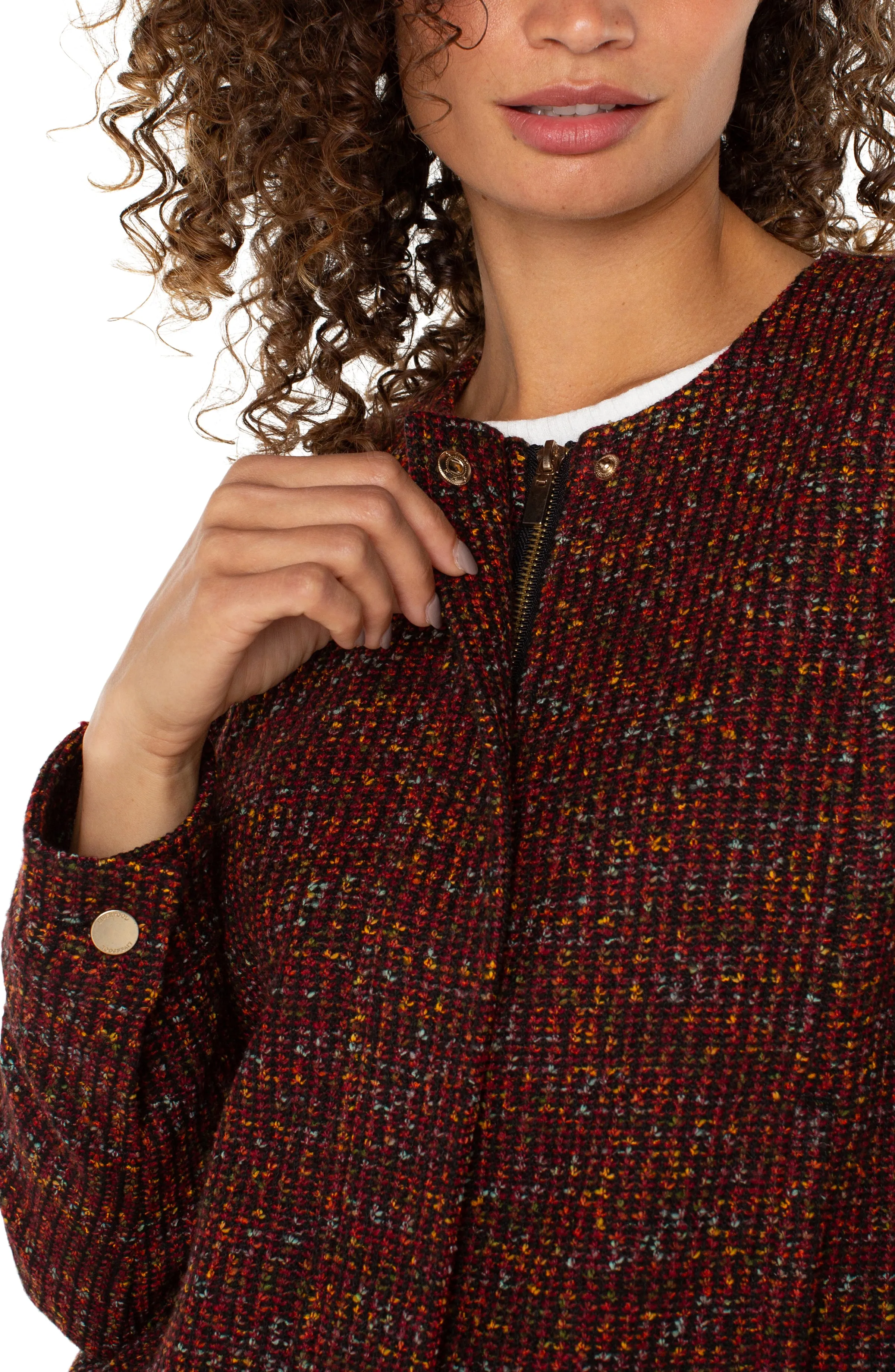 COLLARLESS ZIP UP JACKET