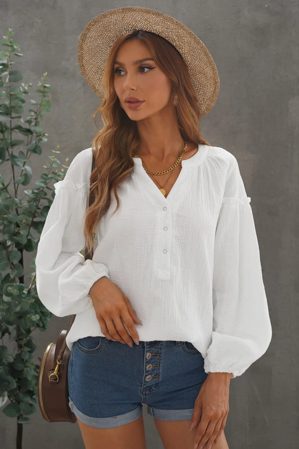 Comfy White Crinkled Top