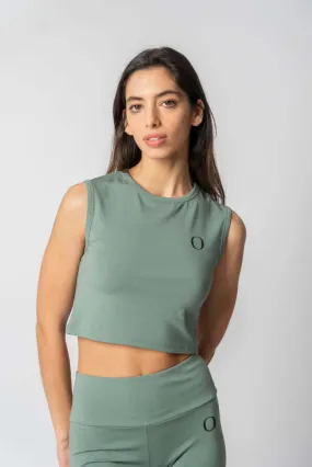 Crop Top in Rosemary Green