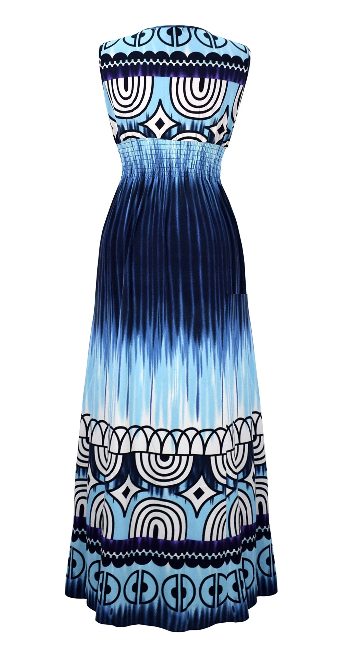 Exotic Multicolor Tie Dye Border Print Maxi Dress