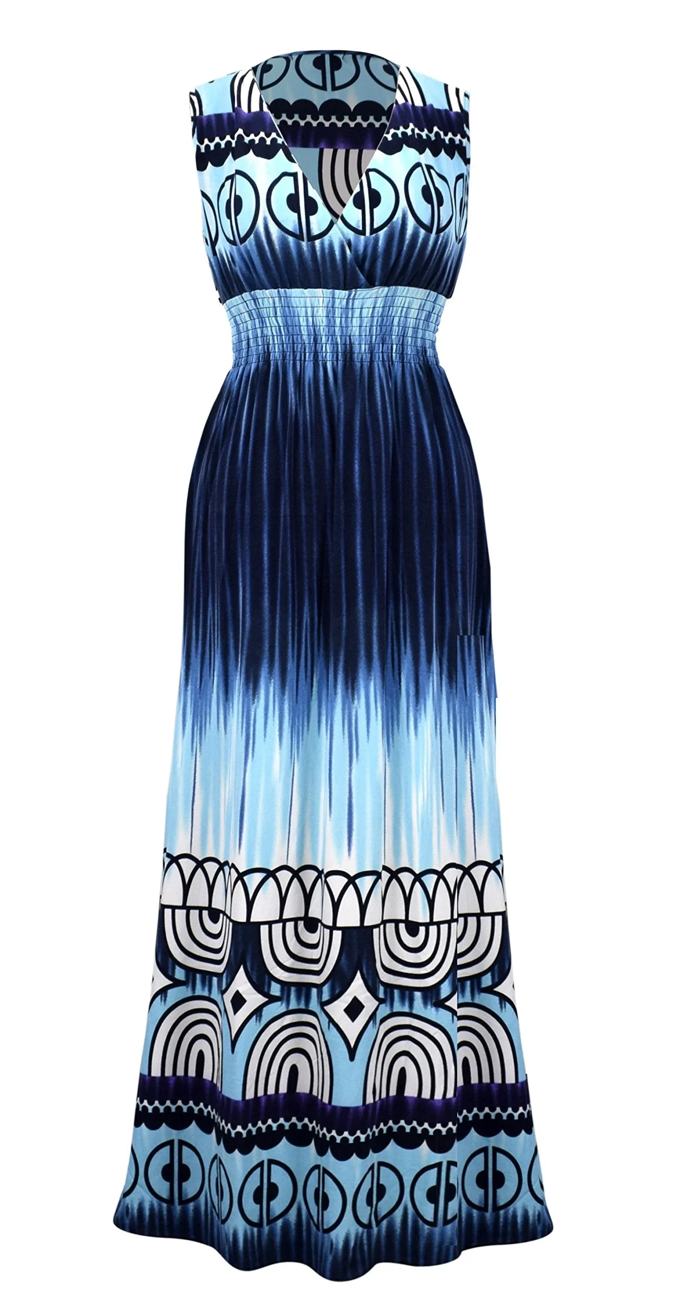 Exotic Multicolor Tie Dye Border Print Maxi Dress