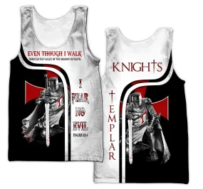Knight Templar I Fear No Evil Jesus Tank Top Tank Top - Christian Tank Top For Men
