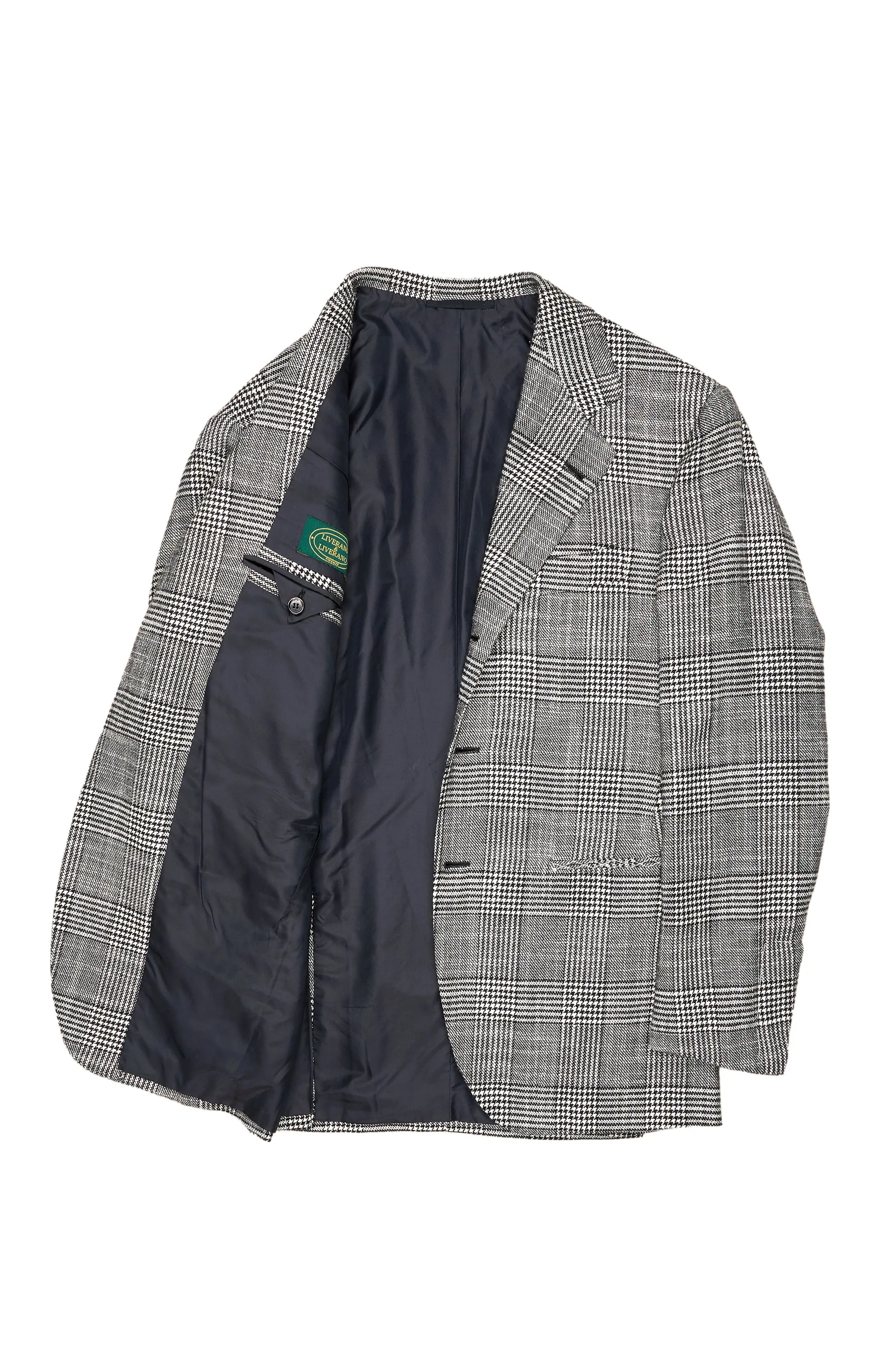 Elegant Grey Wool-Silk Glen Check Sport Coat by Liverano