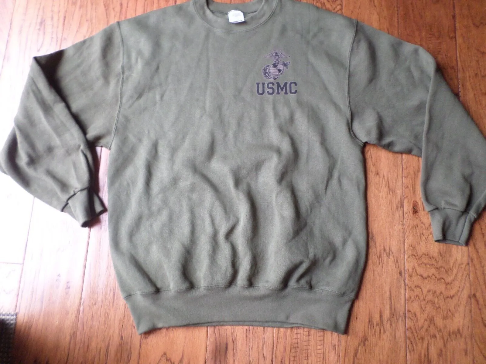 NEW U.S MARINE CORPS SWEATSHIRT U.S.M.C. E.G.A  OD GREEN SIZE MEDIUM U.S.A MADE
