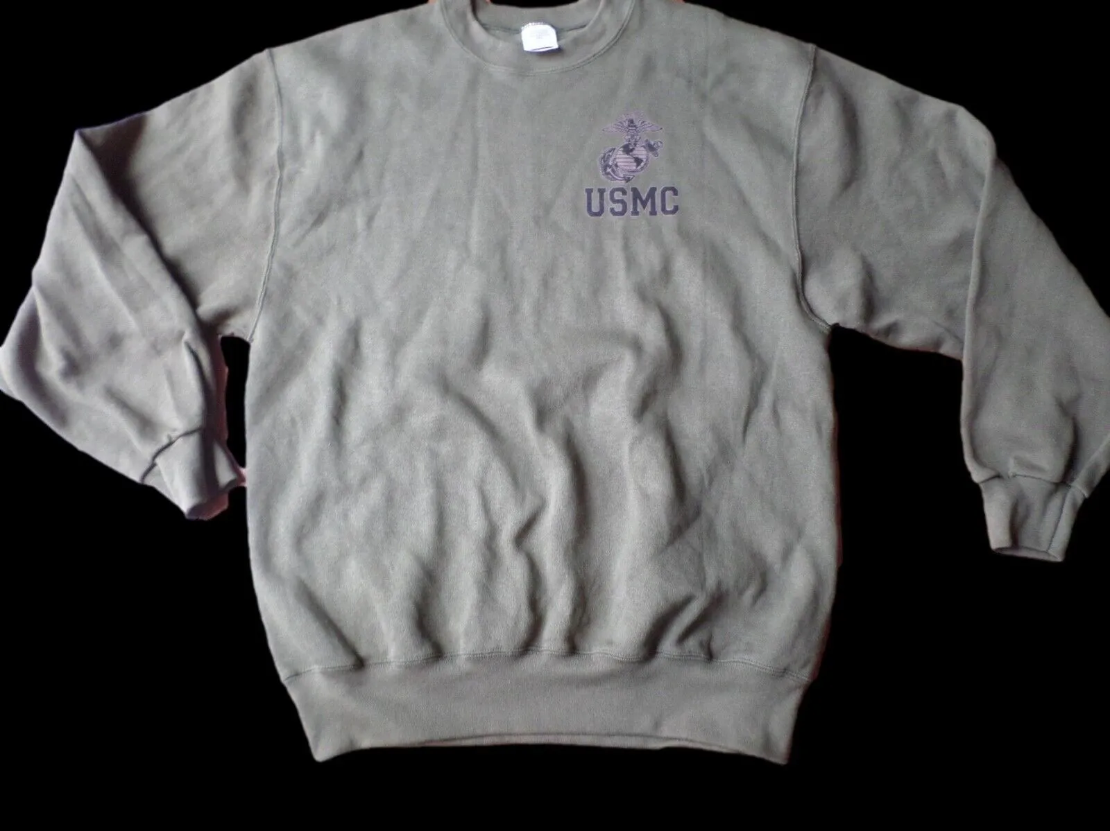 NEW U.S MARINE CORPS SWEATSHIRT U.S.M.C. E.G.A  OD GREEN SIZE MEDIUM U.S.A MADE