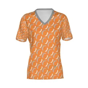 Orange Dimples SS V-Neck Golf Tee