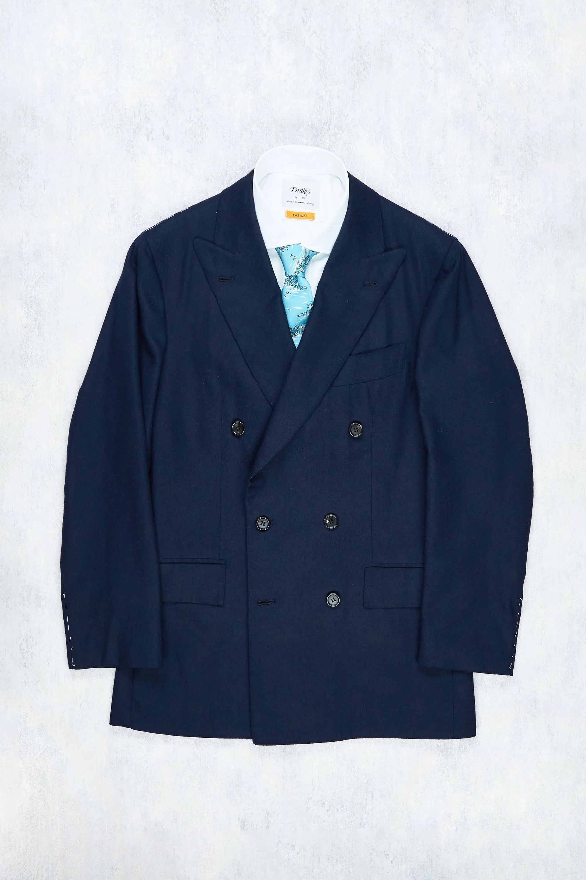 Navy Twill Wool Double-Breasted Sport Coat by Orazio Luciano