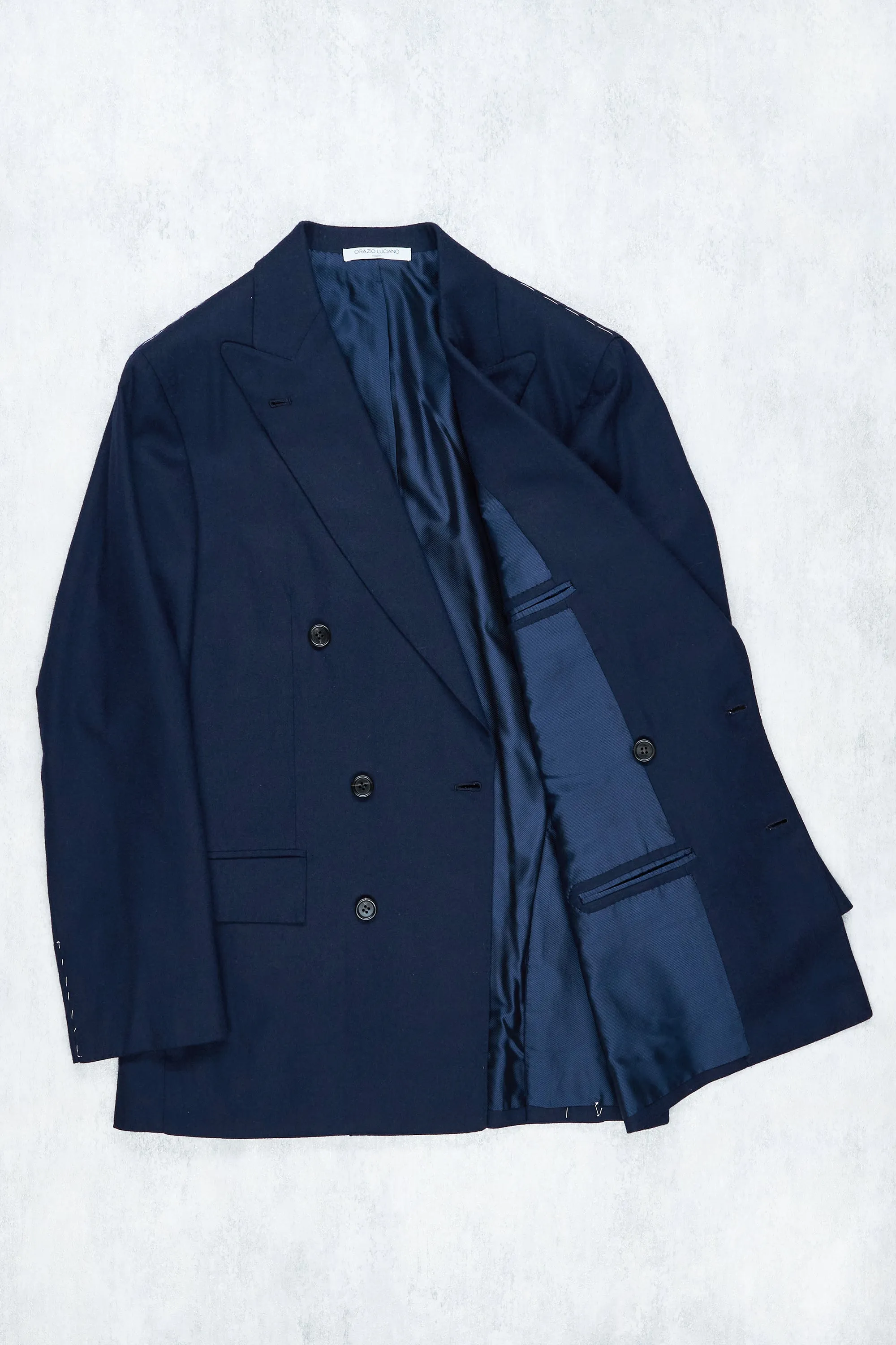 Navy Twill Wool Double-Breasted Sport Coat by Orazio Luciano