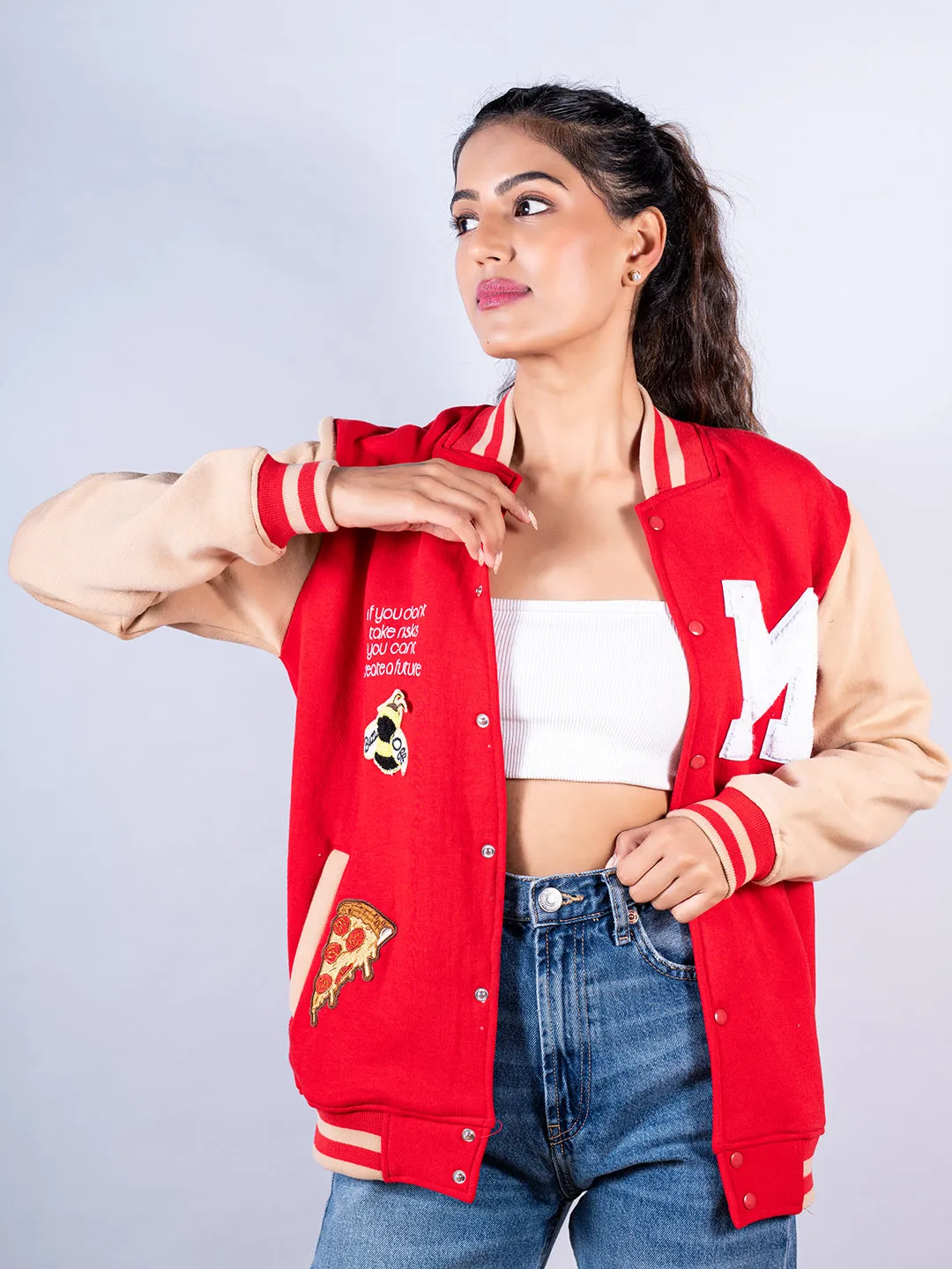Red Buzz Off M varsity Jacket