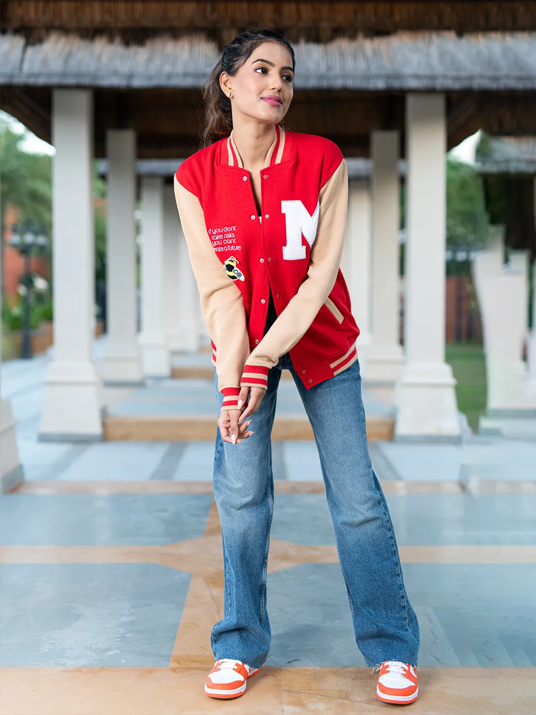 Red Buzz Off M varsity Jacket