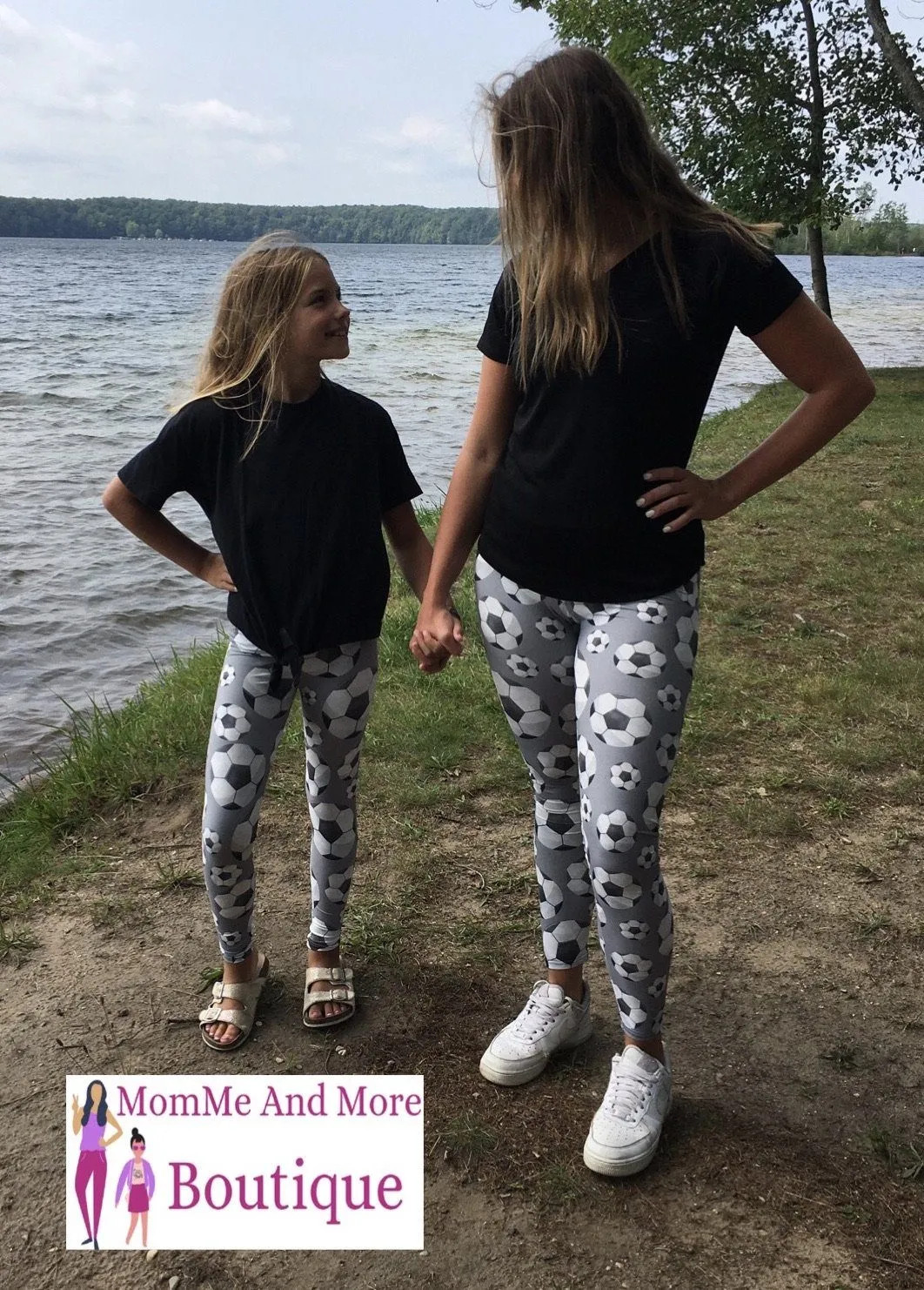 Womens Soccer Ball Leggings, Soft Yoga Pants, Sizes 0-20, Yoga Waist, Gray/White, Exclusive Leggings